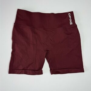 DFYNE Seamless Biker Shorts Womens Burgundy Gym Workout Activewear